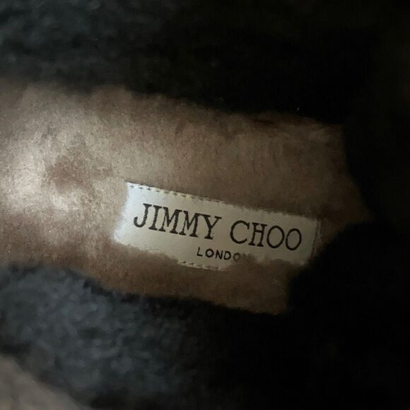 Jimmy Choo Hillary 65 Leather Heeled Shearling Ankle Boots Size 39 US 9 - Picture 7 of 12